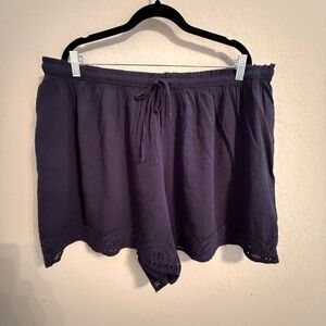 Aerie Navy Blue Eyelet Hem Flowy Shorts XL